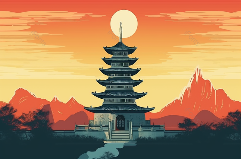 西安大雁塔插画背景,插画/手绘图,插画/手绘图库,插画/手绘图下载,插画/手绘
